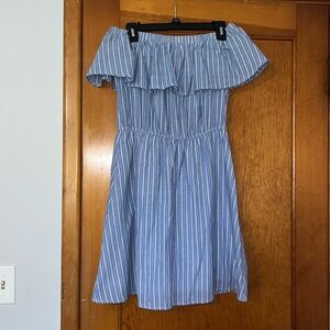 She + Sky off the shoulder striped dress